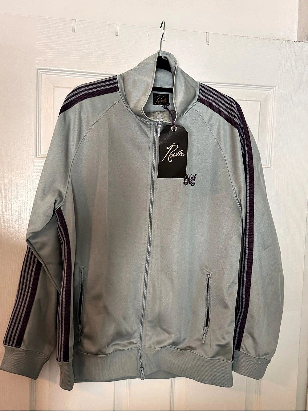Needles Track Jacket - Poly Smooth Gray & Purple XL NWT Needles Japan Poly Smoot